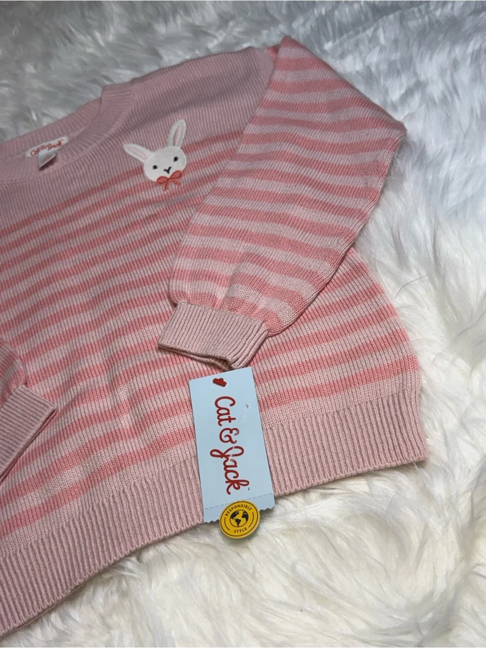 Kids Pink Striped Sweater 5T